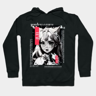 Cat Girl | gothic alternative clothing | grunge | dark | black and white Hoodie